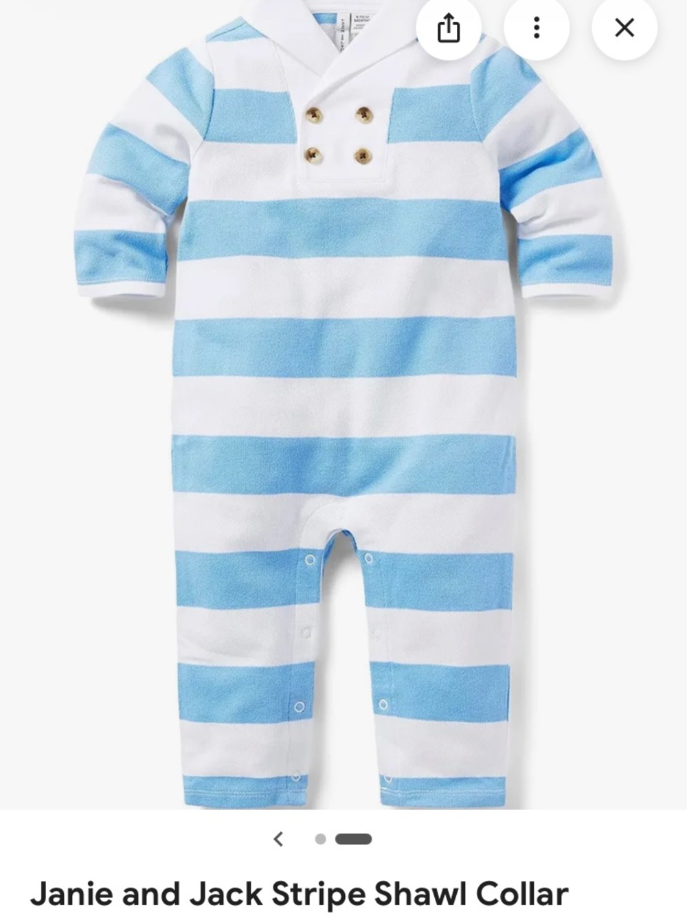 Janie and Jack Light Blue & White Striped Shawl Collar One-Piece